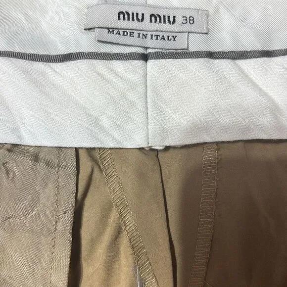 Miu miu womens 38 Italian designer shorts button fly brown high rise airy - Picture 3 of 5